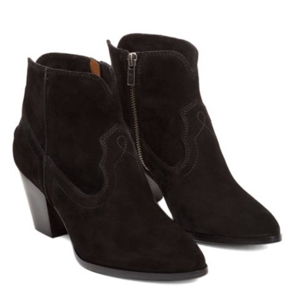 Frye Black Renee Seam Short Suede Bootie